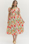 Entro Bold Tulip Midi Dress PLUS Sizes