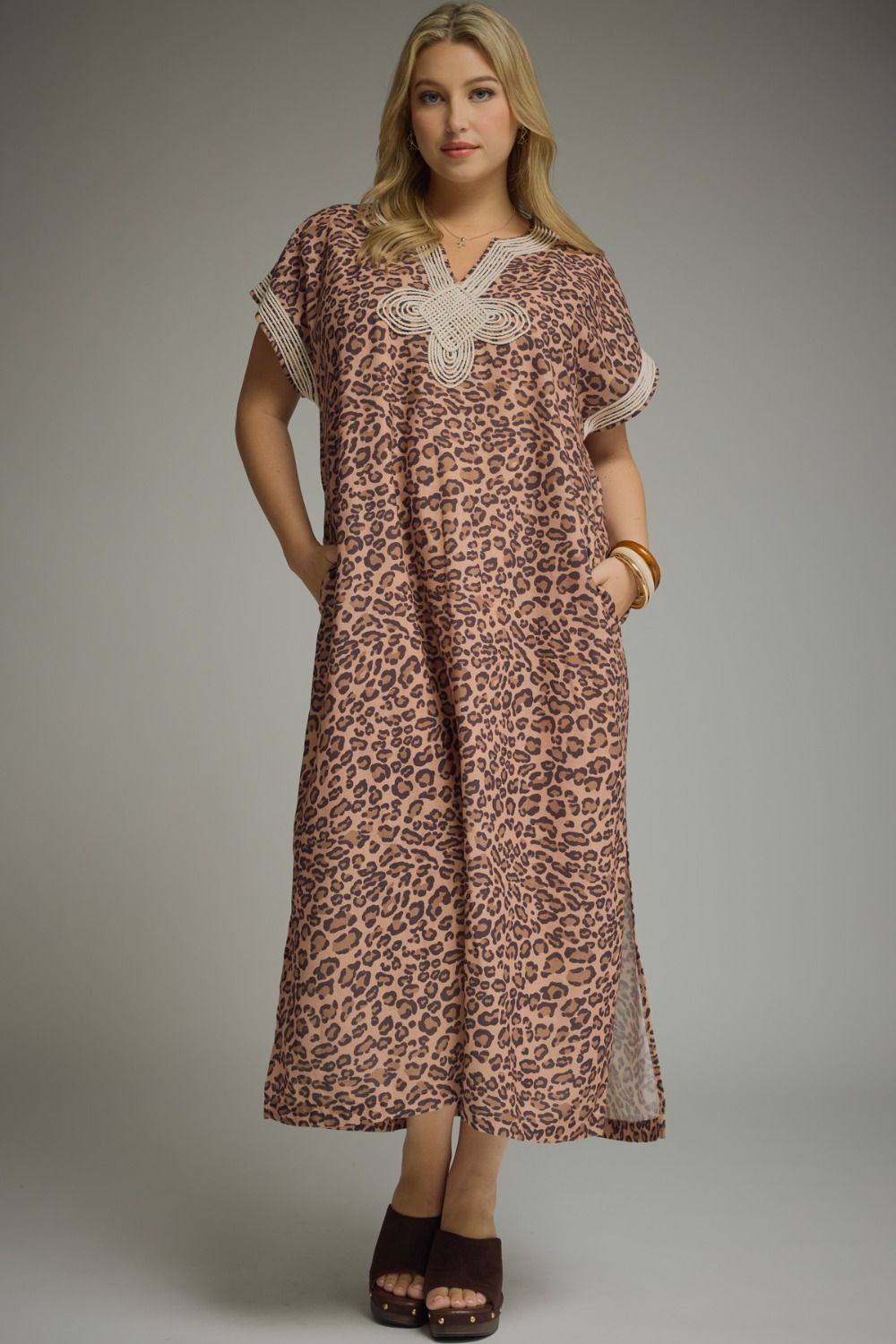 ENTRO Leopard Print Short Sleeve Midi Dress PLUS Size *COMING SOON*