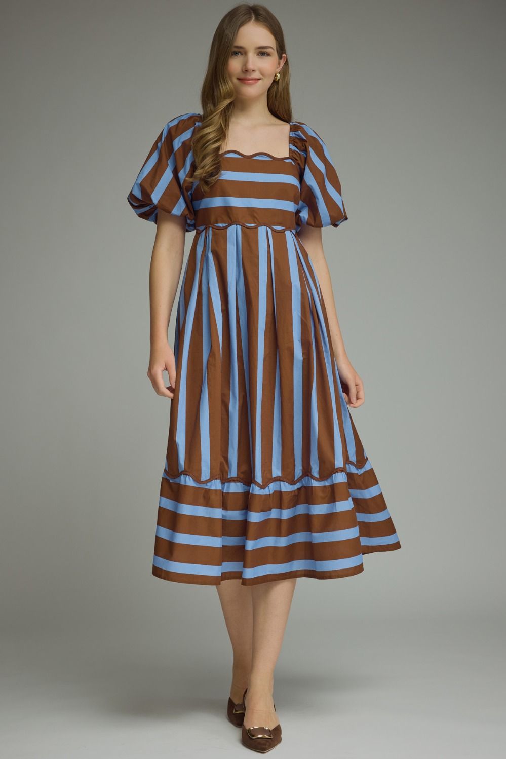 Entro Dress In Brown Stripe