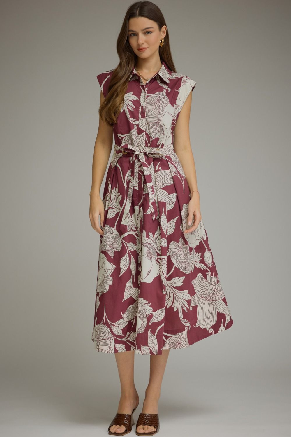 Entro Floral Sleeveless Mini Dress In Wine