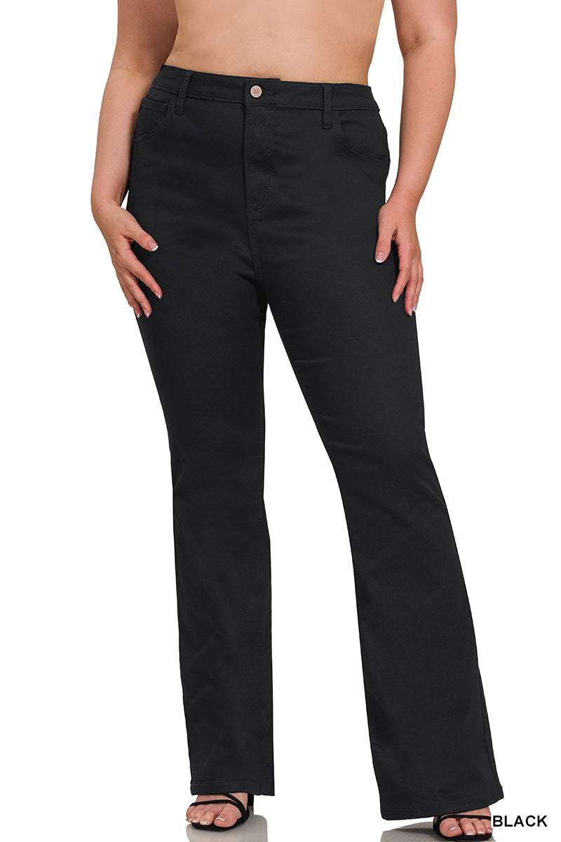 Zenana PLUS Size High Rises Bootcut Color Denim Pants
