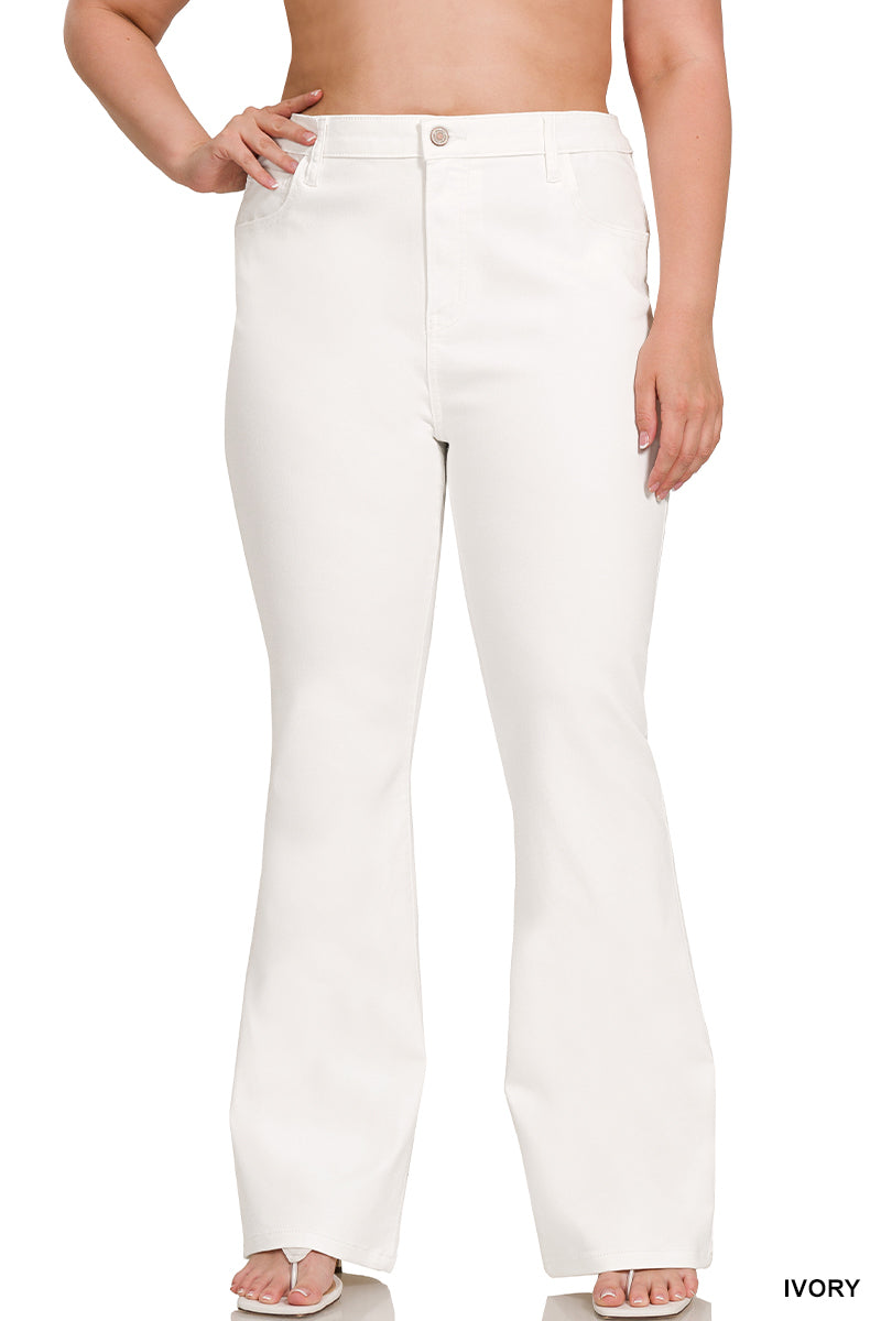 Zenana PLUS Size High Rises Bootcut Color Denim Pants