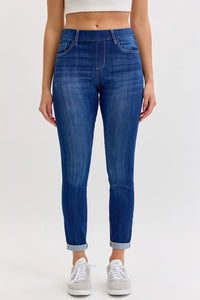 Cello Dark Mid Rise Pull-On Crop Skinny Jean