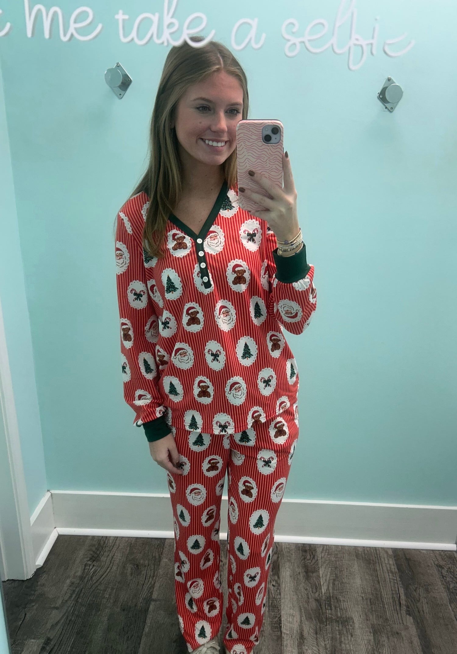 Barefoot Red Stripe Christmas Long Sleeve Loungewear