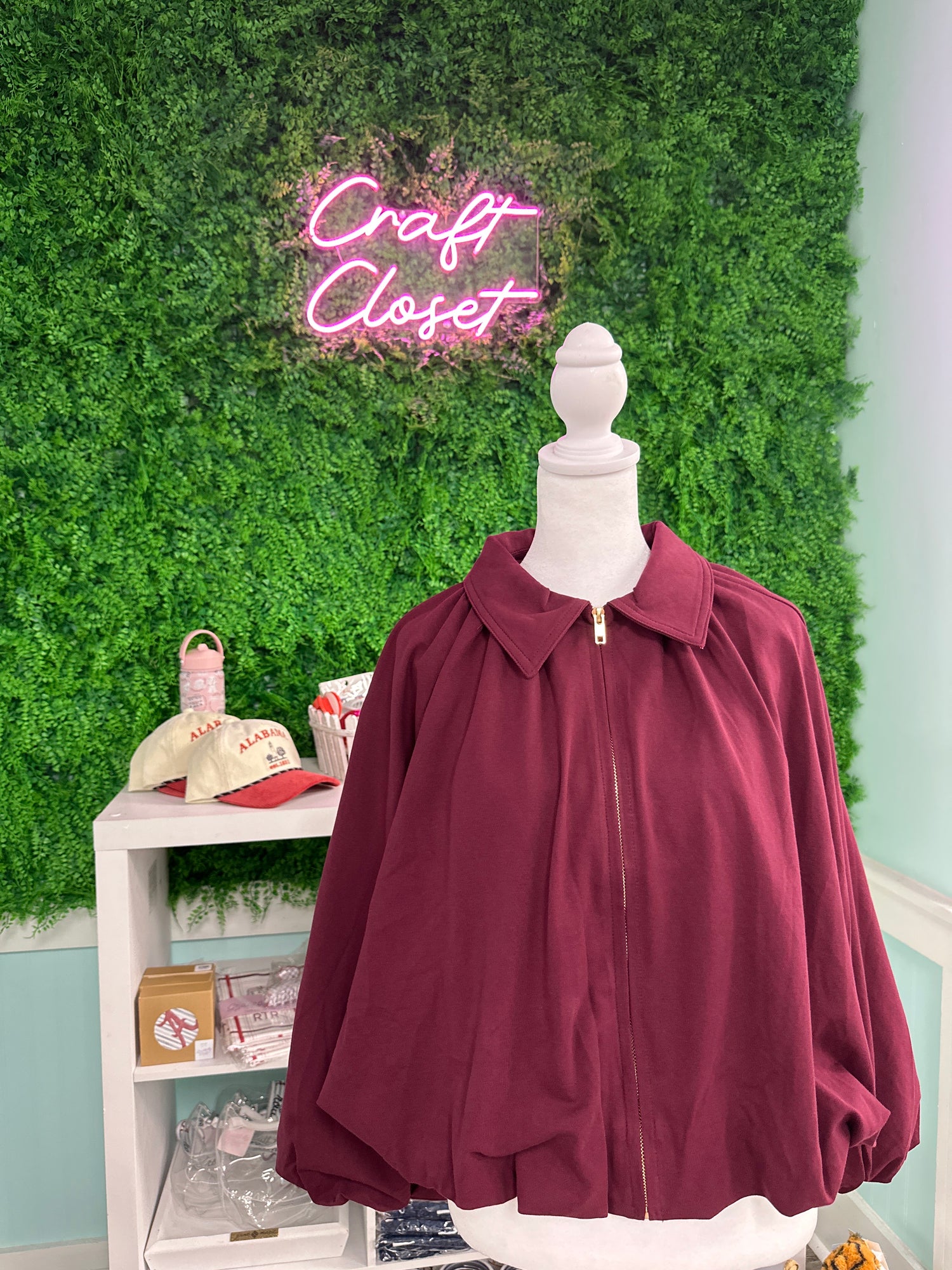 ENTRO Bubble Jacket In Burgundy