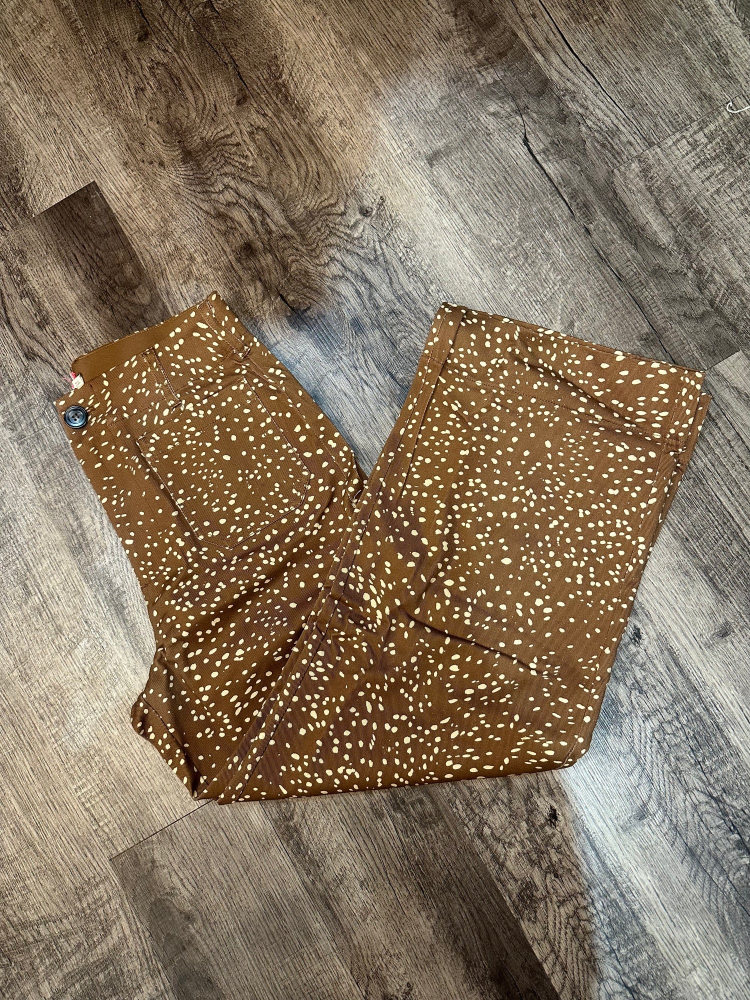 UMGEE Speckled Print Cropped Wide Leg Pants In Brown