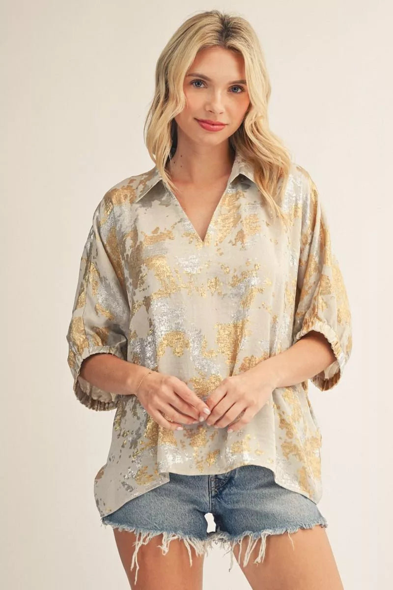 Jodifl Metallic Dolman Top In White
