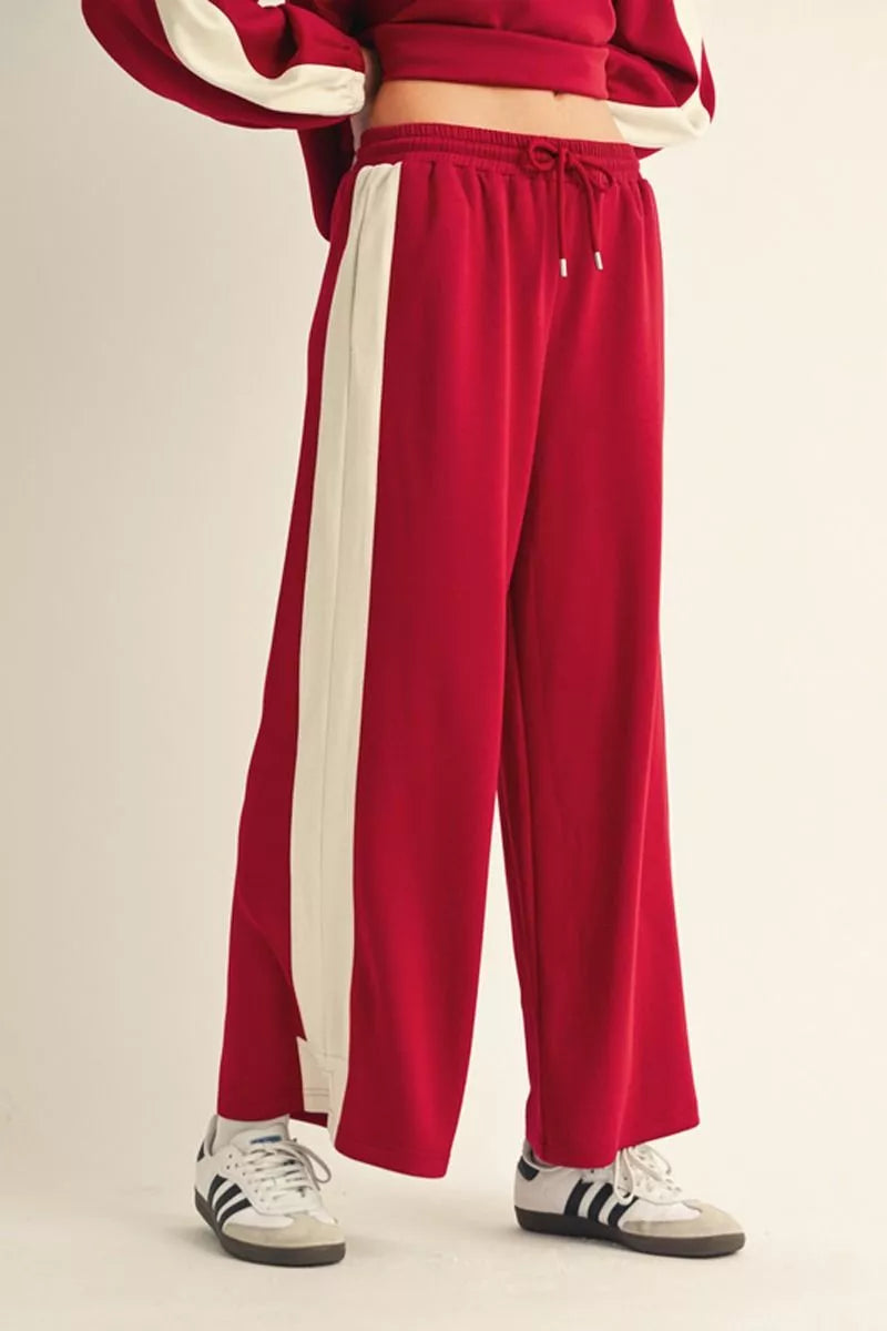 Jodifl Wide Leg Pant In Burgundy *COMING SOON*