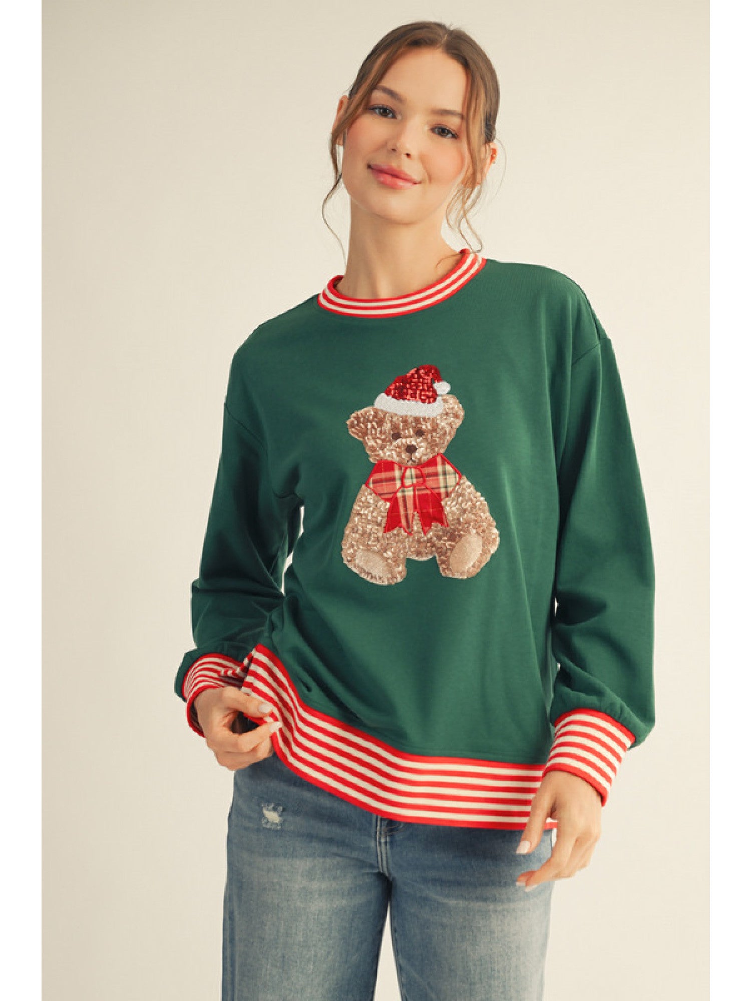 Jodifl Teddy Bear Christmas Sweater In Hunter Green