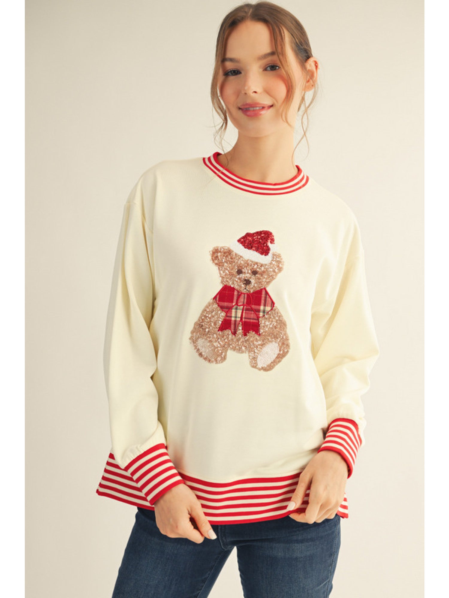 Jodifl Teddy Bear Christmas Sweater In Off White