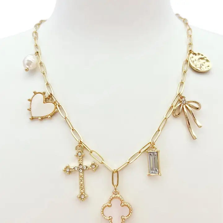 Gold Chain With Clover Charm Necklace