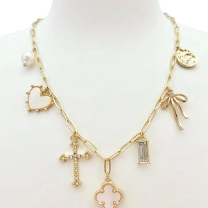 Gold Chain With Clover Charm Necklace