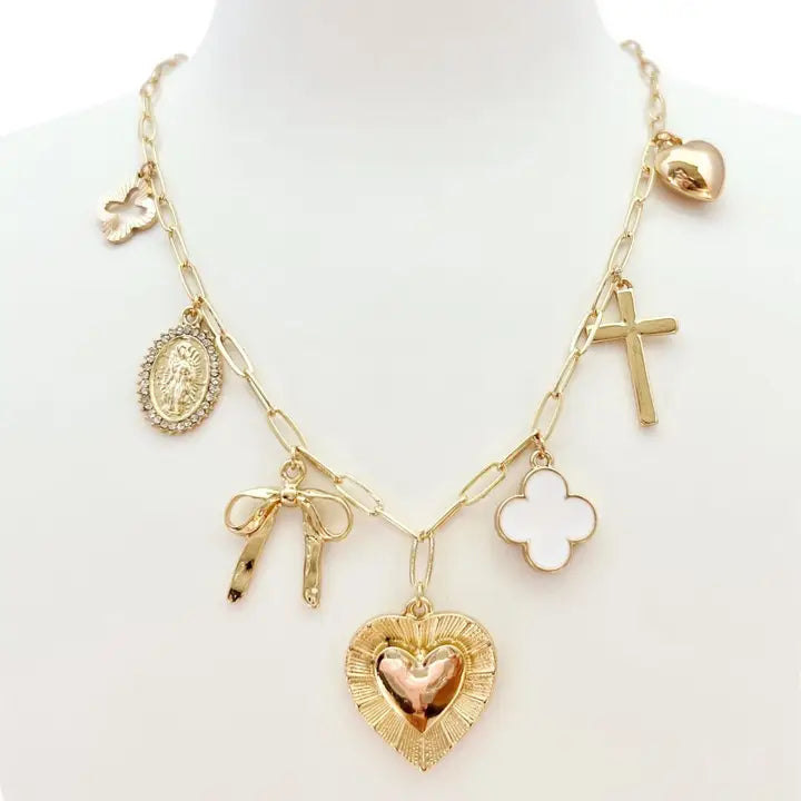 Gold Chain With Heart Charm Necklace