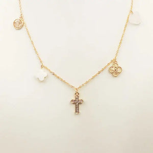 Gold Cross Charm Necklace