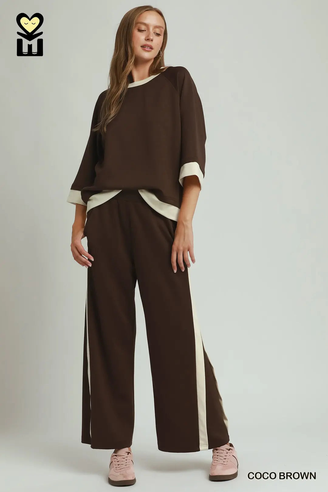UMGEE Colorblock Side Stripe Pants In Coco Brown