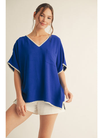 Jodifl Royal Blue Shell Stitch Top *COMING SOON*