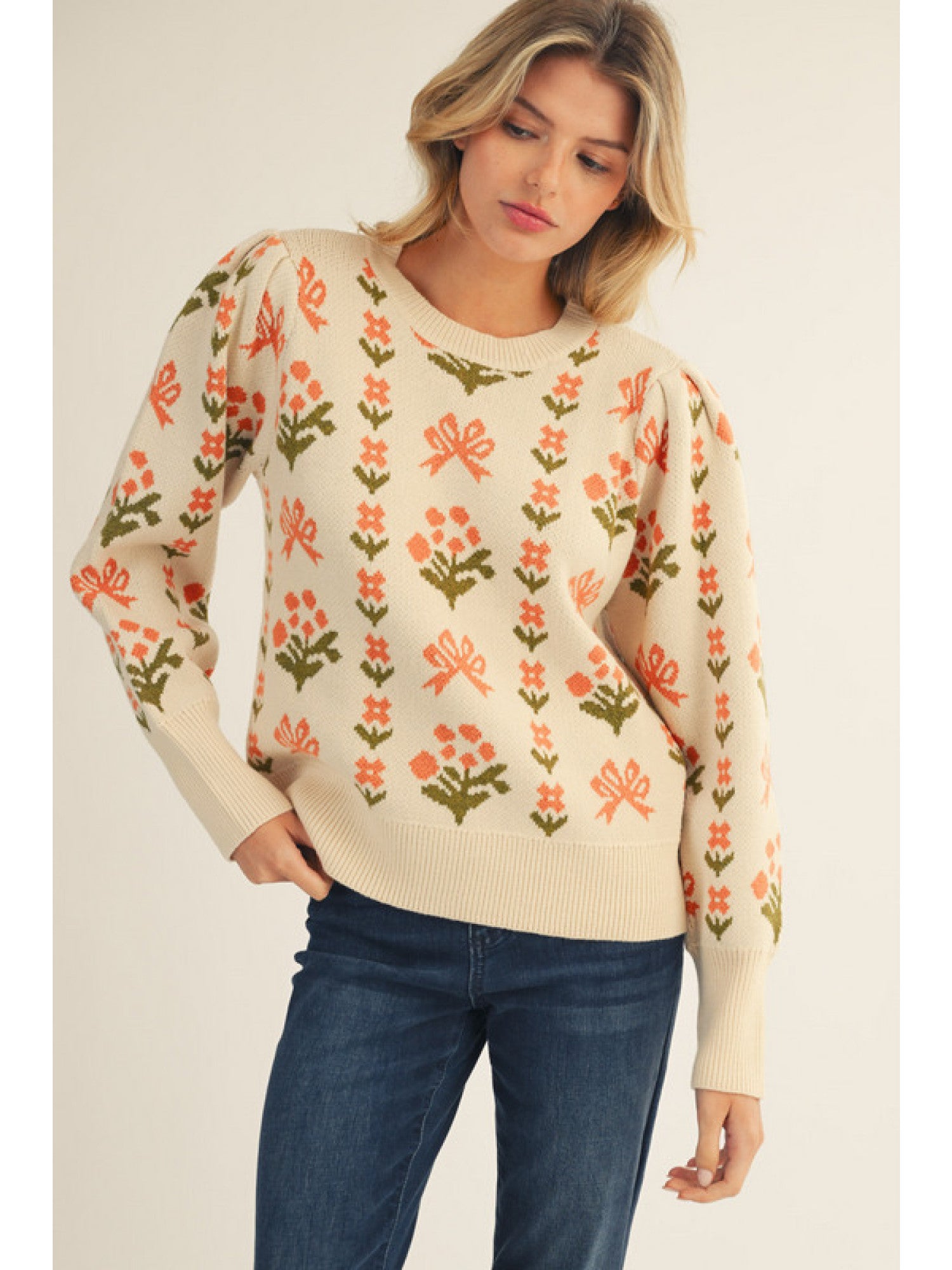 Jodifl Floral Sweater In Cream *COMING SOON*