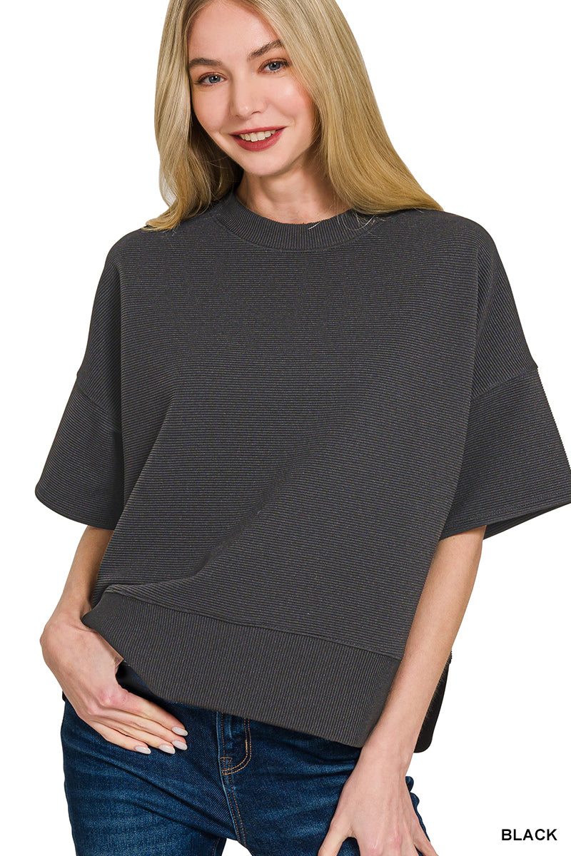 Zenana Ribbed Round Neck Banded Tee *COMING SOON*