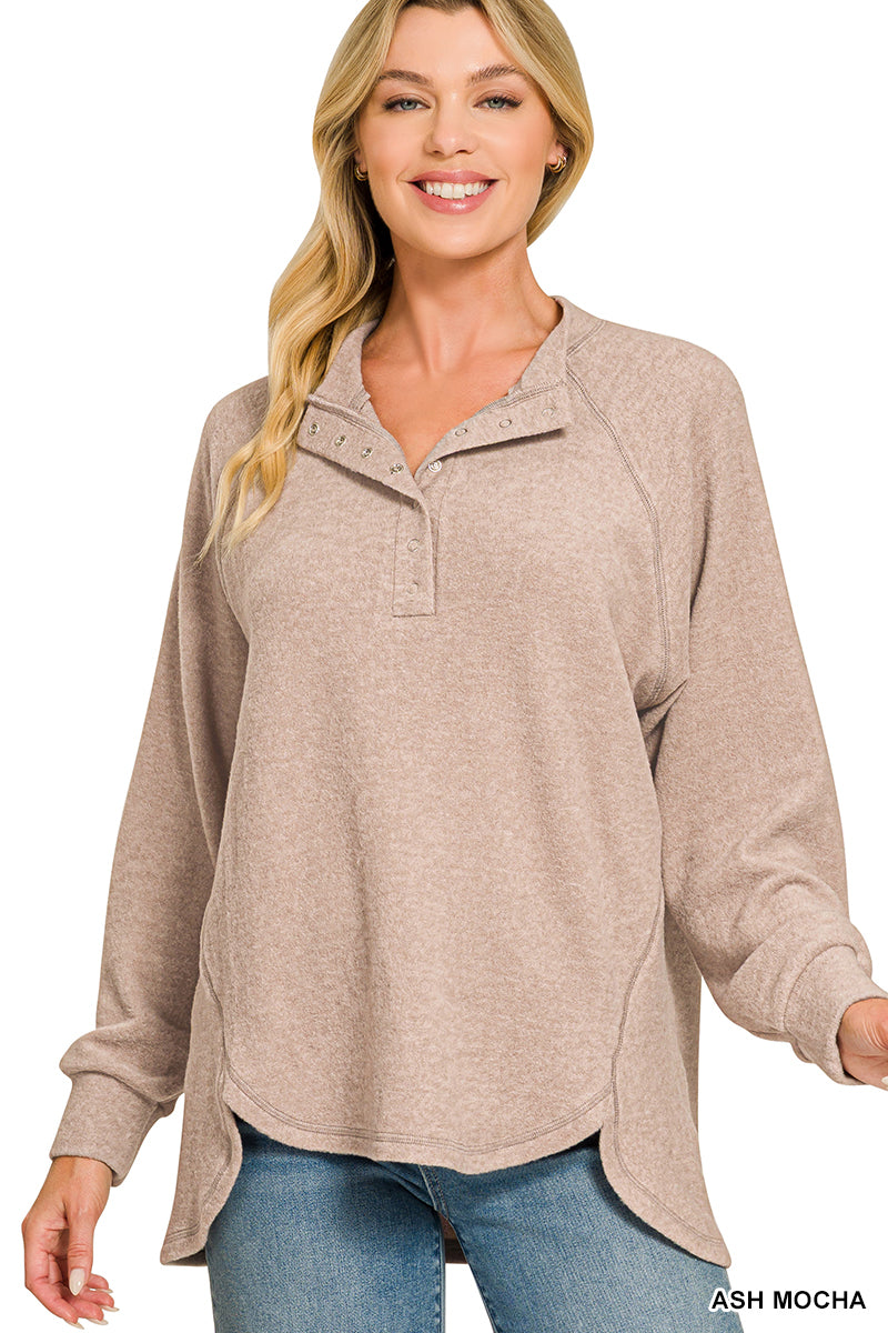 Zenana Brushed Henley Sweater *COMING SOON*