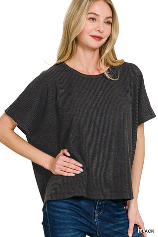 Zenana Ribbed Round Neck Top