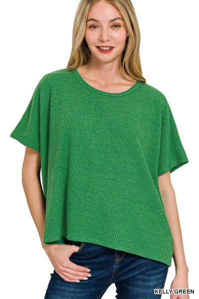 Zenana Ribbed Round Neck Top