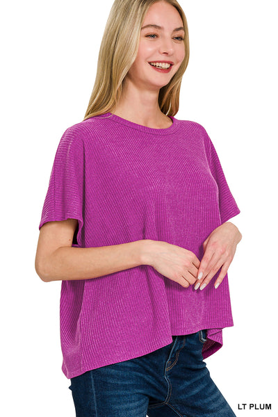 Zenana Ribbed Round Neck Top