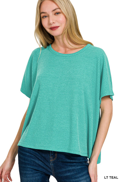Zenana Ribbed Round Neck Top