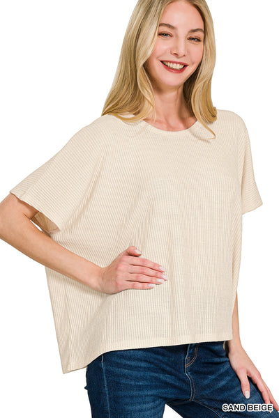 Zenana Ribbed Round Neck Top