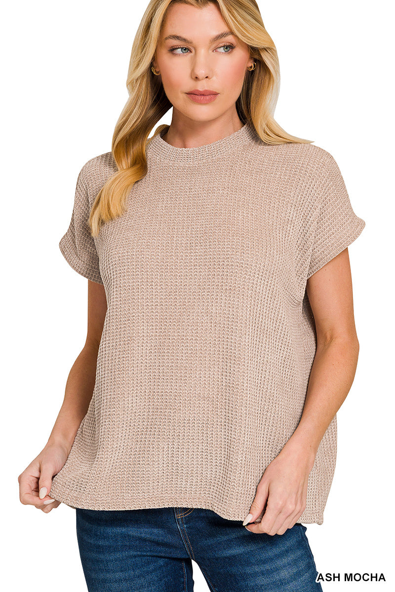 Zenana Chenille Waffle Cap Sleeve Sweater - 9th Anniversary Deal *FINAL SALE*