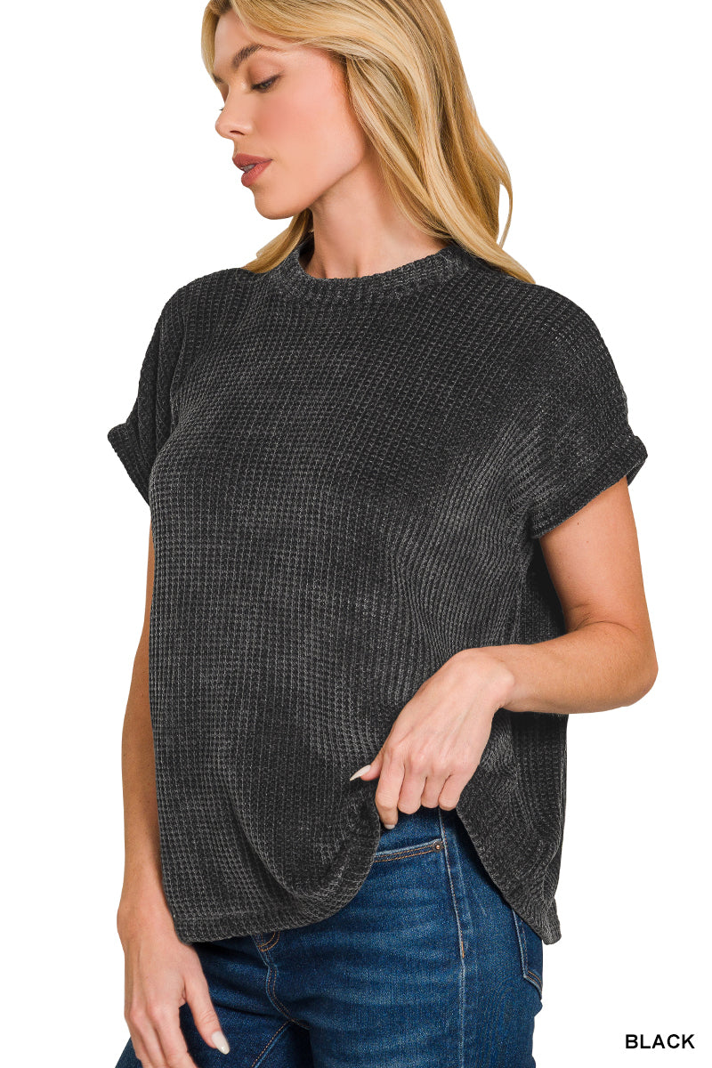 Zenana Chenille Waffle Cap Sleeve Sweater - 9th Anniversary Deal *FINAL SALE*