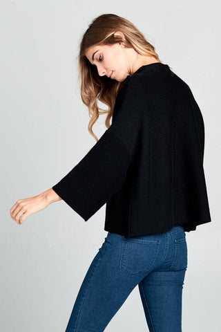 Ellison- Balloon Sleeve Mock Neck Sweater Black