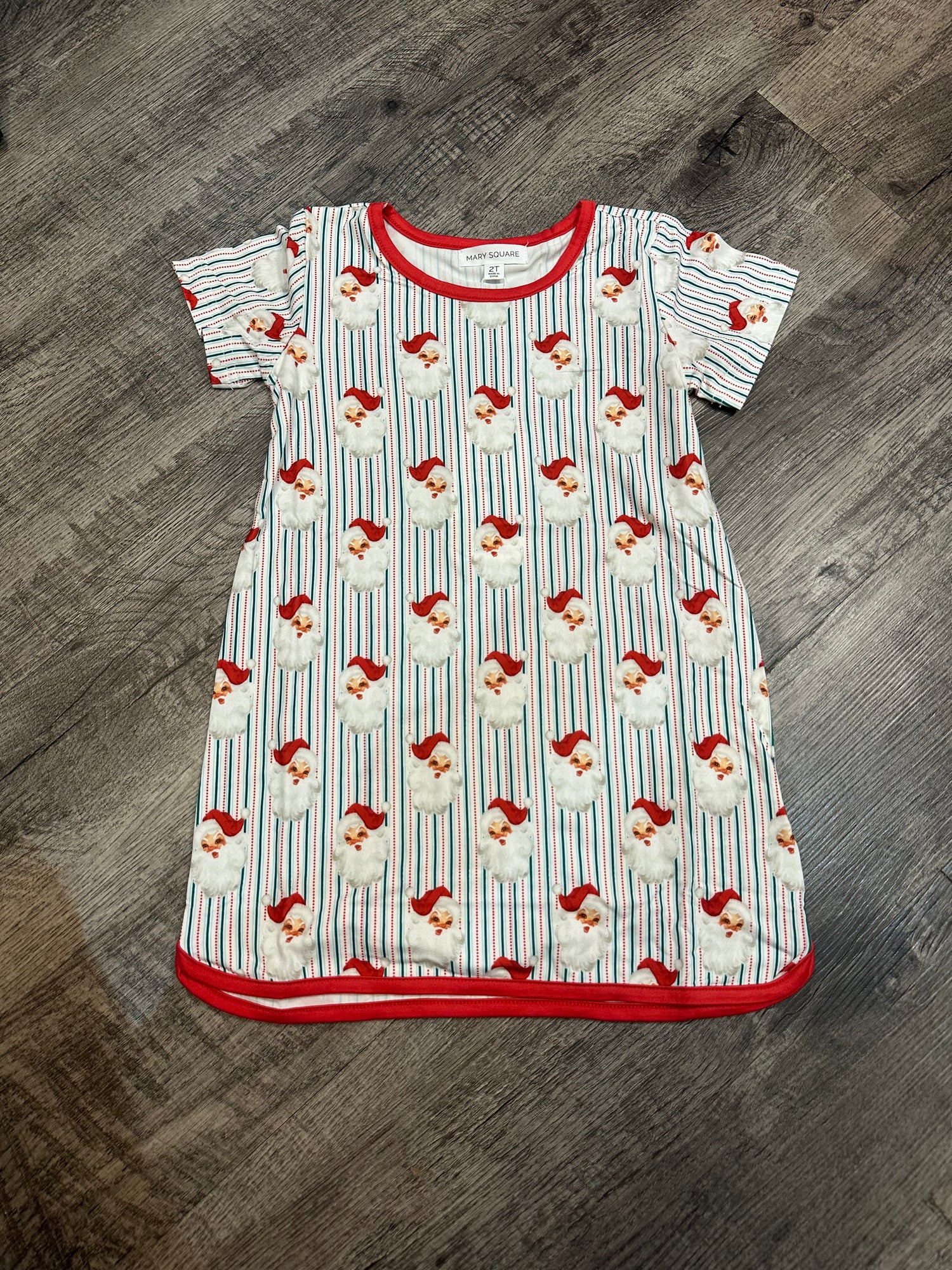 Mary Square Toddler Santa Baby Stripes Nightgown
