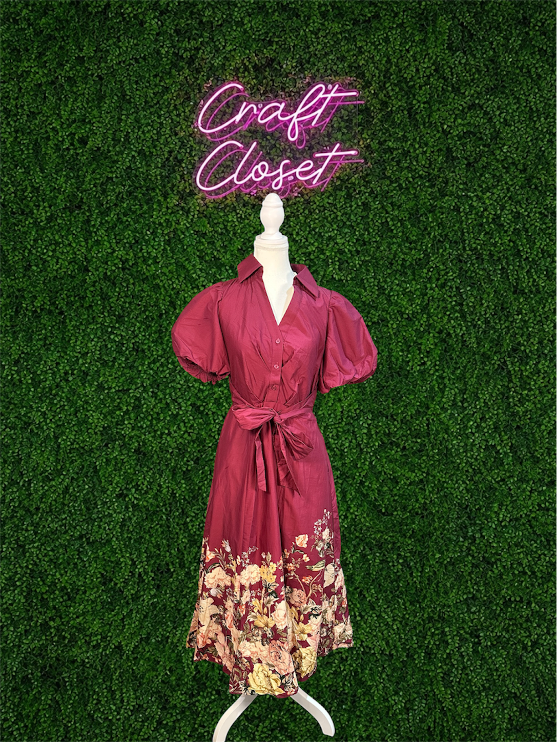 ENTRO Dress In Burgundy