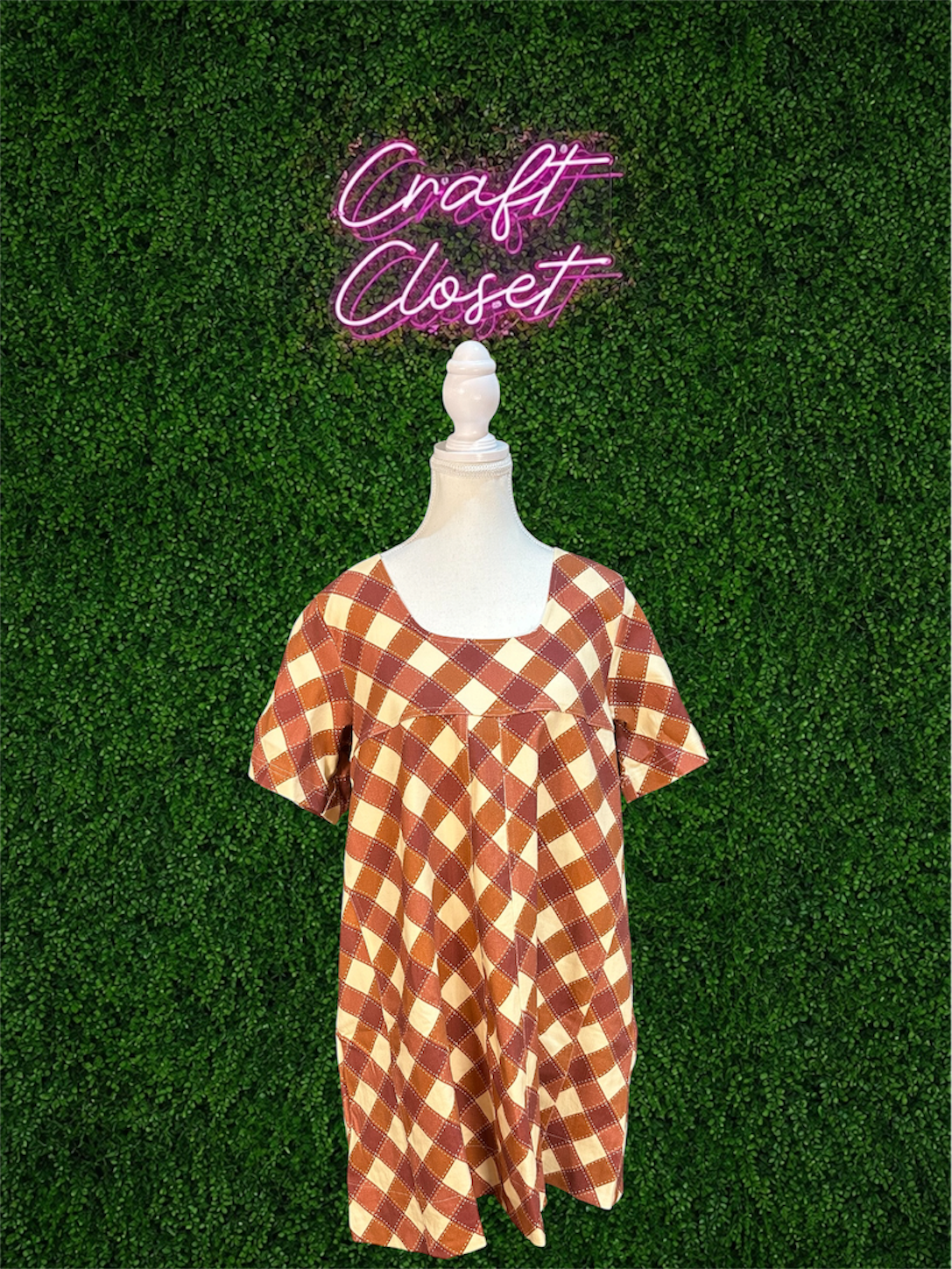 ENTRO Printed Short Sleeve Mini Dress In Rust
