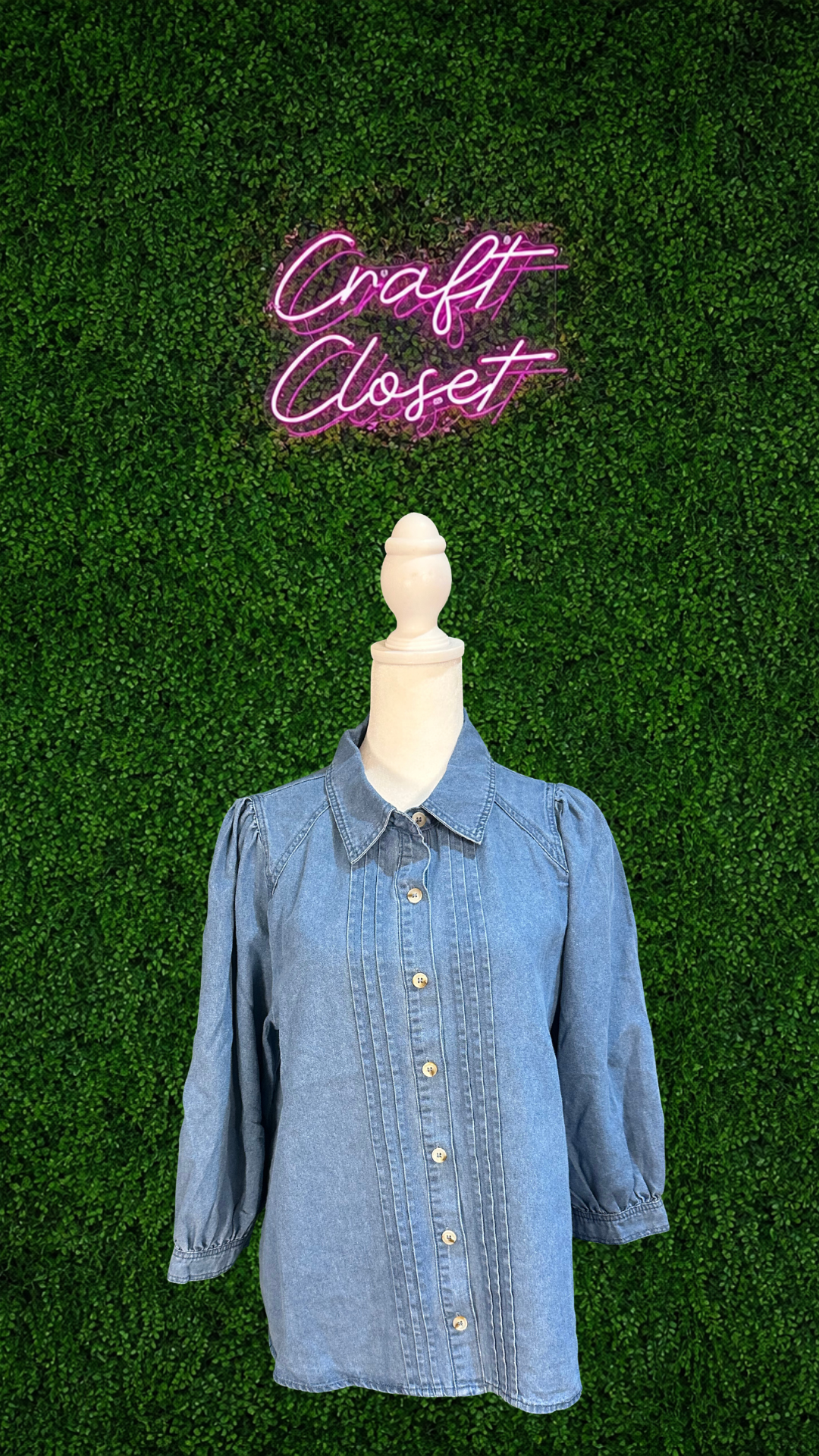 ENTRO Top In Light Denim