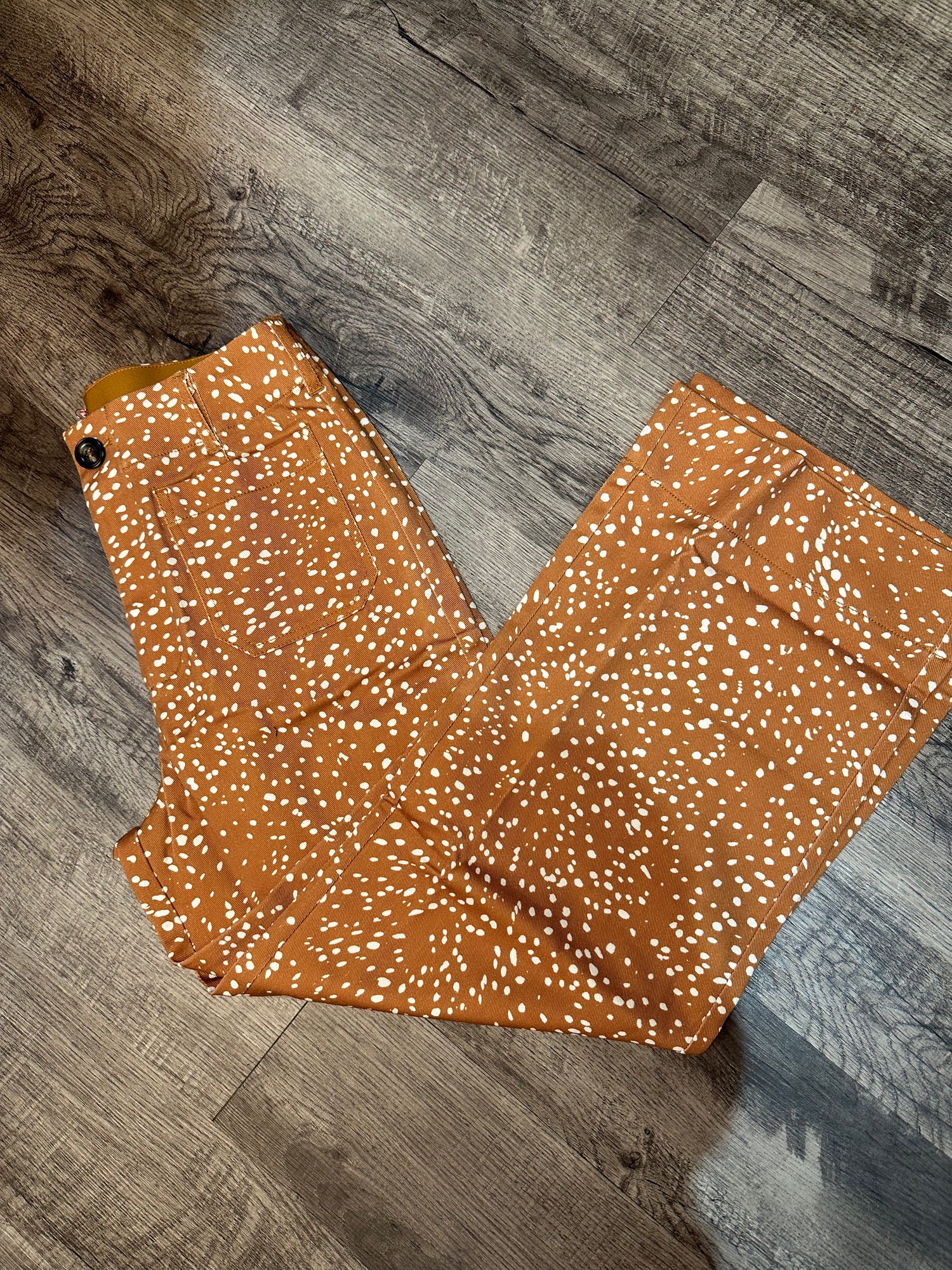 UMGEE Speckled Print Cropped Wide Leg Pants In Camel