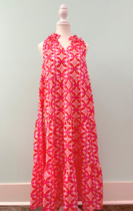 Barefoot Ladies #1047 Pink Floral Maxi Dress