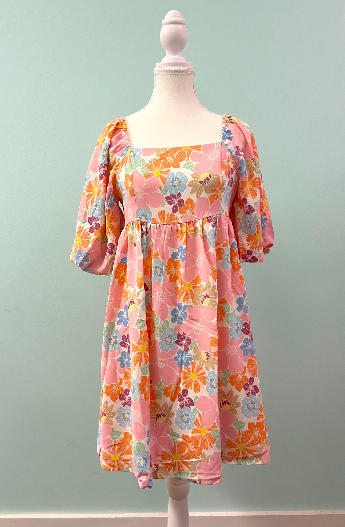 Barefoot Ladies #1032 Summer Floral Babydoll Dress
