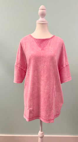 Barefoot Ladies #1035 Strawberry Pink Oversized Tee