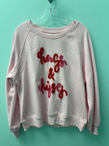 Barefoot Ladies #1540 Pink Hugs And Kisses Pop Up Embroidered Raglan Sleeve Sweatshirt