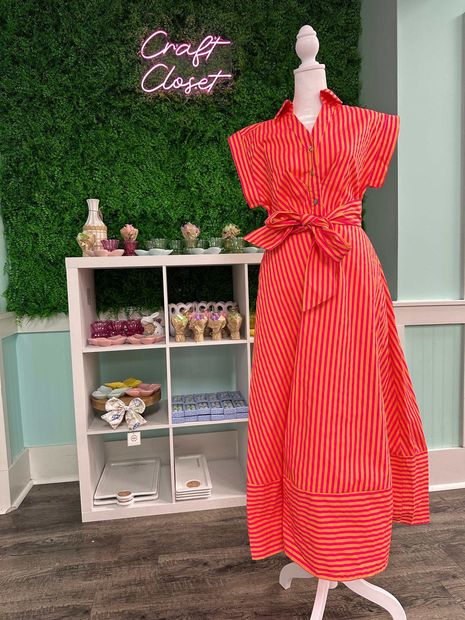 Entro Tie Waist Cap Sleeve Midi Dress In Hot Pink