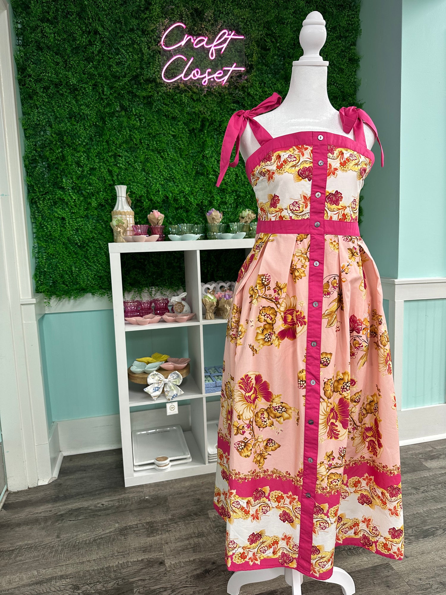 Entro Multi Pattern Color Block Sundress In Pink