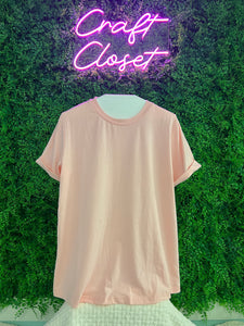 Barefoot Ladies #1283 Baby Pink Casual Plain Crew Neck Tee