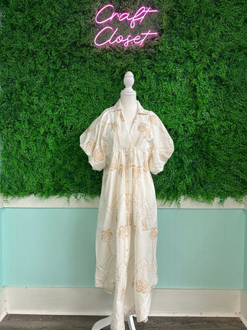 Umgee Palm Tree Embroidered Mini Dress