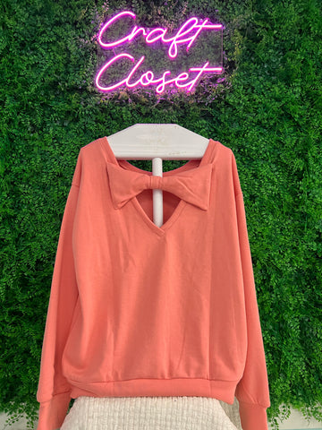 Barefoot Ladies #1349 Pale Chestnut Bowknot Round Neck Sweatshirt