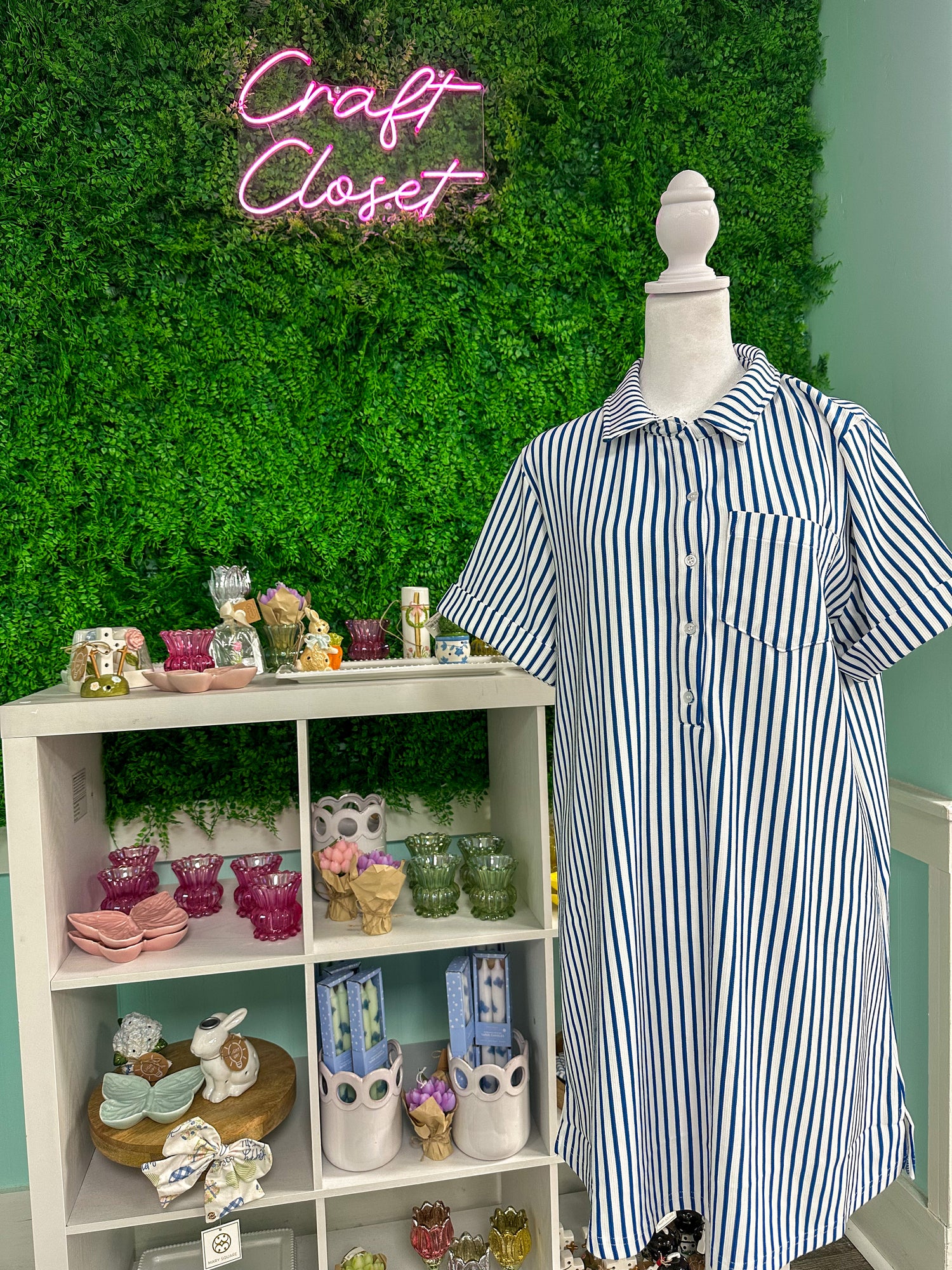 Zenana Stripe Collared Half Button Up T-Shirt Dress