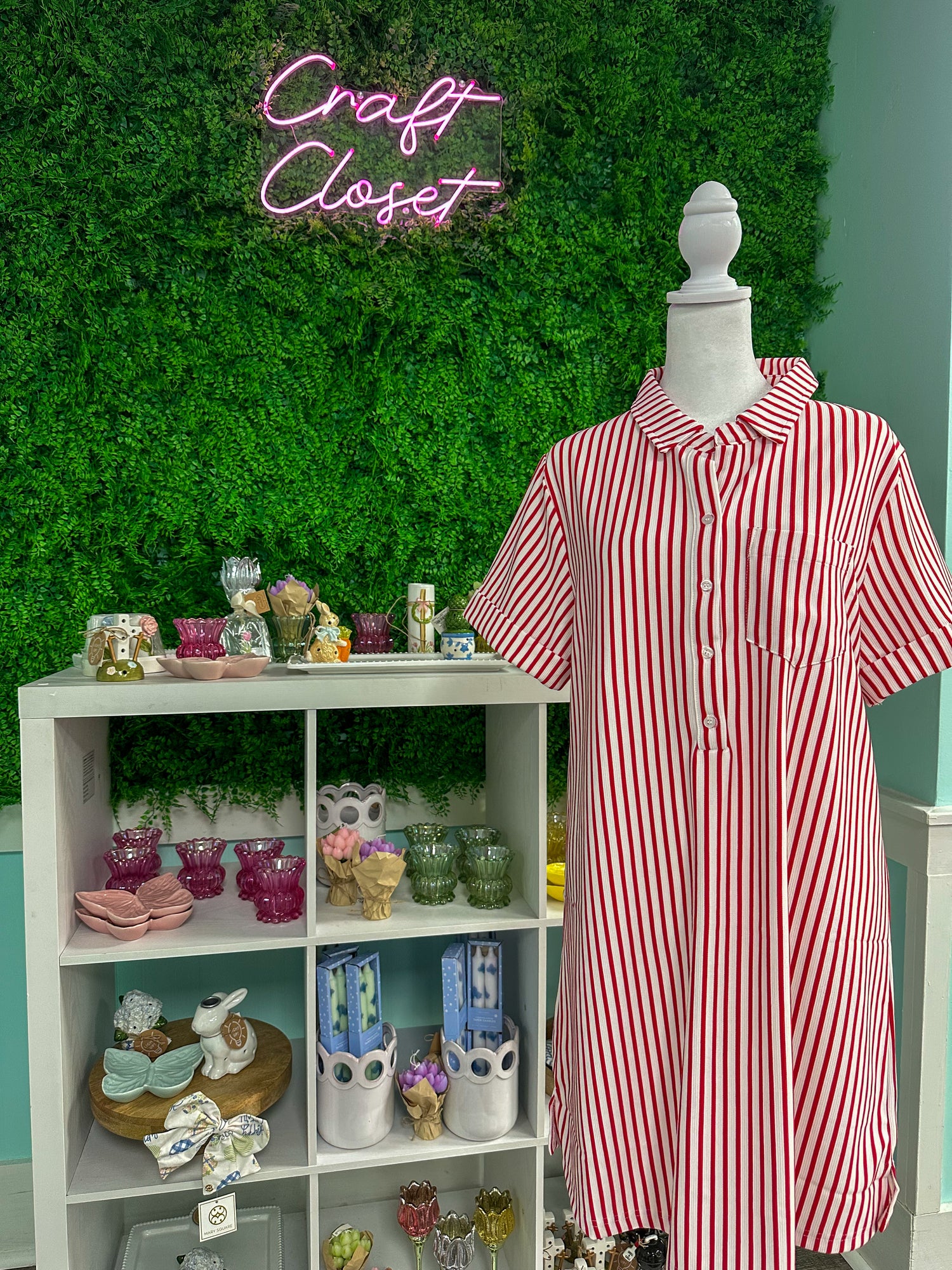 Zenana Stripe Collared Half Button Up T-Shirt Dress