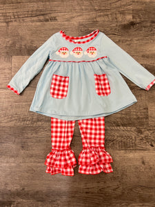 Barefoot- Plaid Santa Trio Girls Set (Winter 2023)