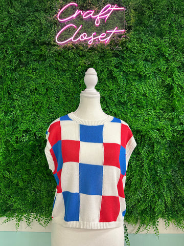 Barefoot Ladies #2031 White Color Block Cap Sleeve Sweater