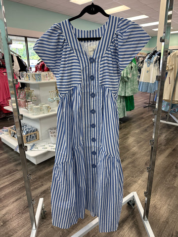 Umgee Blue Stripe Maxi Dress